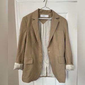 BERSHKA OVERSIZED Tan Blazer with White Lining